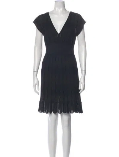 Pre-owned Missoni V-neck Mini Dress In Blue