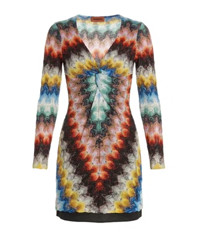 Missoni V-neck Patterned Mini Dress In Multi