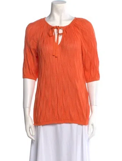 Pre-owned Missoni V-neck Short Sleeve Tunic In Orange