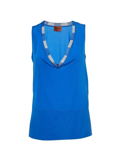 Pre-owned Missoni V-neck Sleeveless Top In Blue