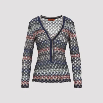 Missoni V-neck Sweater In Viscose Blend In Multi