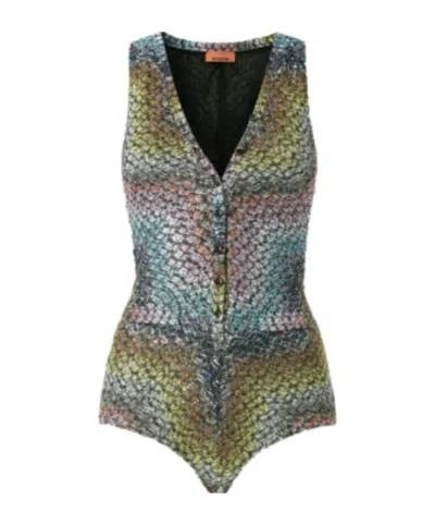 Missoni V-neck Swimsuit In Multi