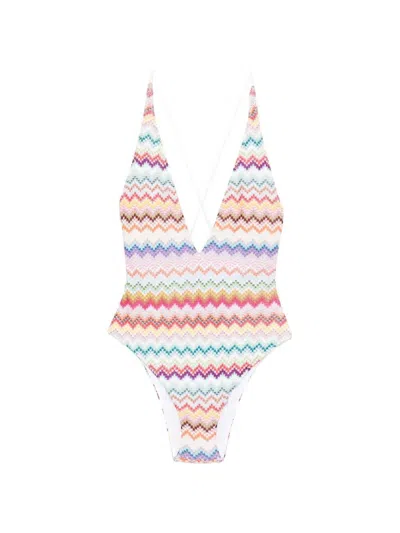 Missoni V-neck Swimsuit In Multi