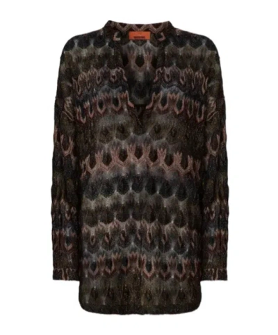 Missoni V-neck Textured Blouse In Black