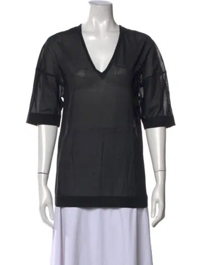 Pre-owned Missoni V-neck Three-quarter Sleeve Top In Black