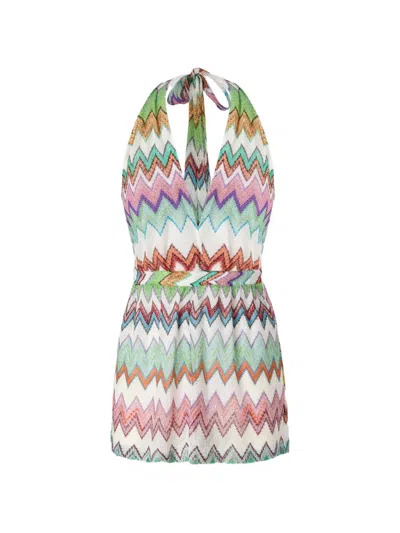 Missoni V-neck Zigzag Playsuit In Multi