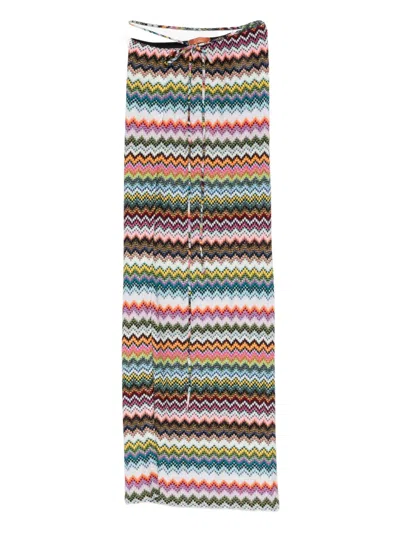 Missoni Waist Strap Chevron Skirt In Blue