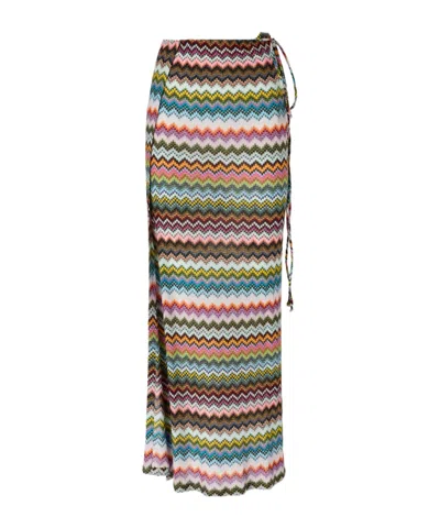 Missoni Waist Strap Chevron Skirt In Multi
