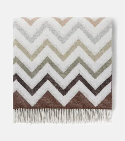 Missoni Watamu Fringed Wool-blend Throw In Brown