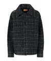 Missoni Textured Fabric Collared Long Sleeve Overshirt In Blue