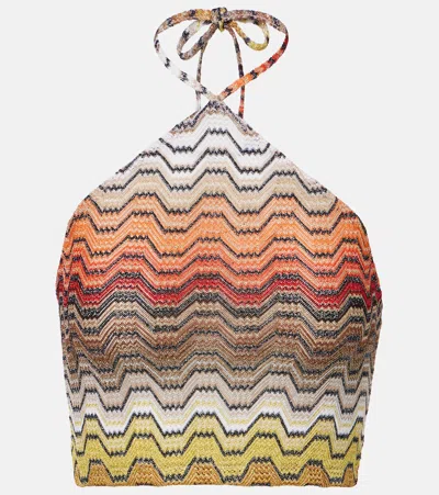 Missoni Wave Halterneck Lamé Top In Multi