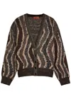 Missoni Womens Brown Tones Stripes Metallic V-neck Knitted Cardigan In Multi