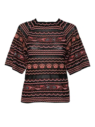Pre-owned Missoni Wave Knit Top In Black