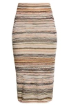 Missoni Striped Textured Midi Skirt With Elasticated Waistband In Gold/orange/pink