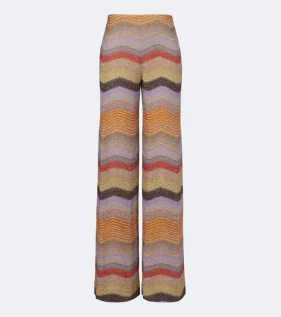 Missoni Striped Metallic Crochet-knit Wide-leg Pants In Multi