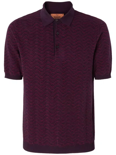 Missoni Wave-motif Polo Shirt In Red