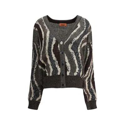Missoni Wave Pattern Boxy Cardigan In Brown