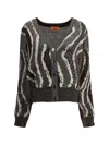 Missoni Womens Brown Tones Stripes Metallic V-neck Knitted Cardigan