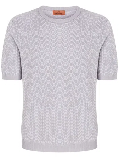 Missoni Wave-pattern Crew-neck T-shirt In Grey