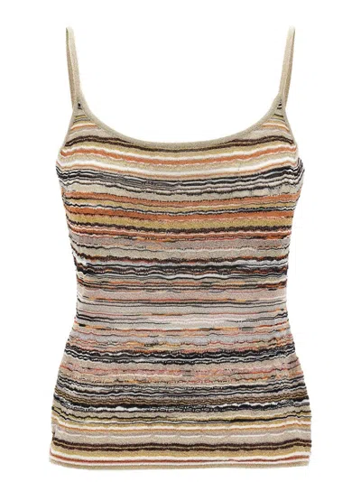 Missoni Striped Scoop Neck Tank Top In Neutral