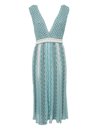 Pre-owned Missoni Wave-pattern Midi Dress