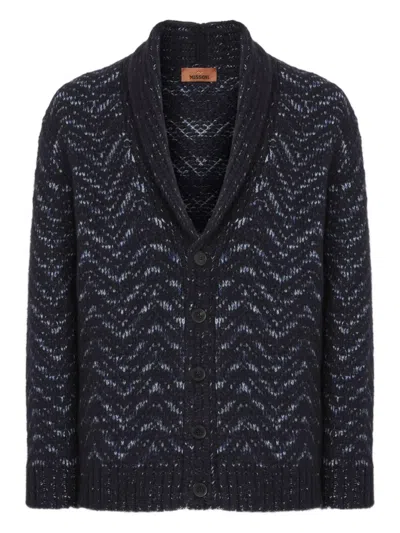 Missoni Wave-pattern Shawl-collar Cardigan In Black