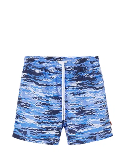Missoni Wave-pattern Swim Shorts In Blue