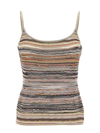 Missoni Striped Scoop Neck Tank Top In Neutral