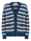 Missoni Wave-patterned Cardigan In Blue
