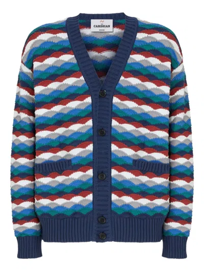 Missoni Wave-patterned Cardigan In Blue