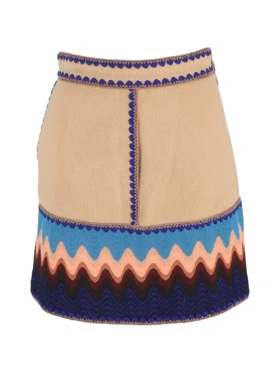 Pre-owned Missoni Wave-patterned Mini Skirt In Neutral