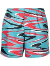 Missoni Abstract Print Elastic Waist Beach Shorts In Blue