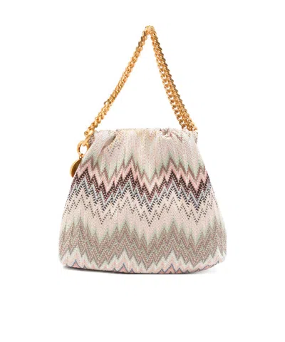Missoni Wave Silk Drawstring Chain Tote Bag In Orange