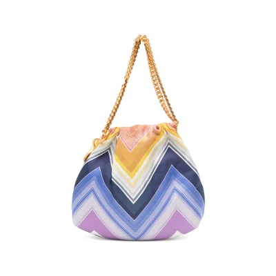 Missoni Wave Silk Drawstring Chain Tote Bag In Multi