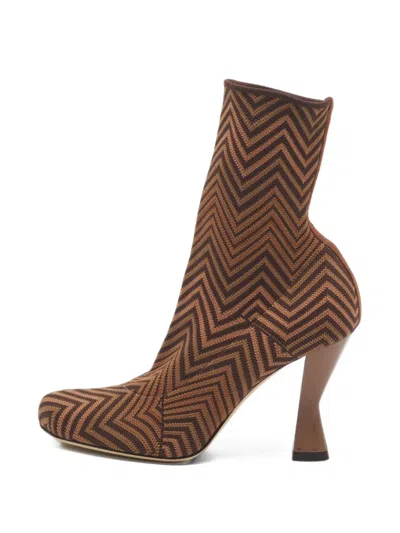 Pre-owned Missoni Wave-knit Ankle Boots In Brown
