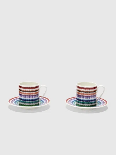 Missoni Waves Set Of 2 Coffee Cups & Saucers In Multi