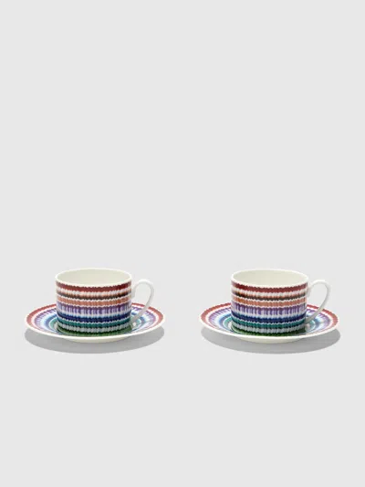 Missoni Waves Set Of 2 Tea Cups & Saucers In Multi