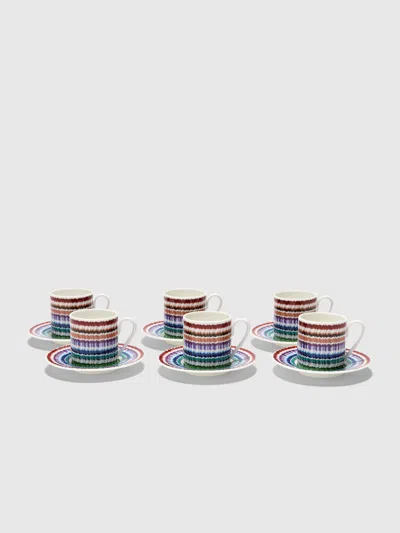 Missoni Waves Set Of 6 Coffee Cups & Saucers In Multi