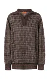 Missoni Wavy Checkered Loom Knit Polo In Pink