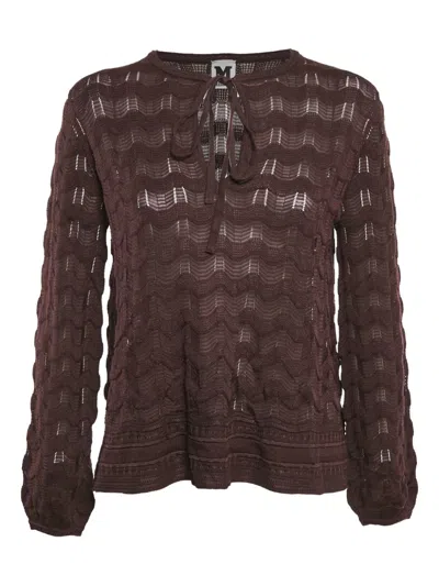 Pre-owned Missoni Wavy-knit Top In Purple