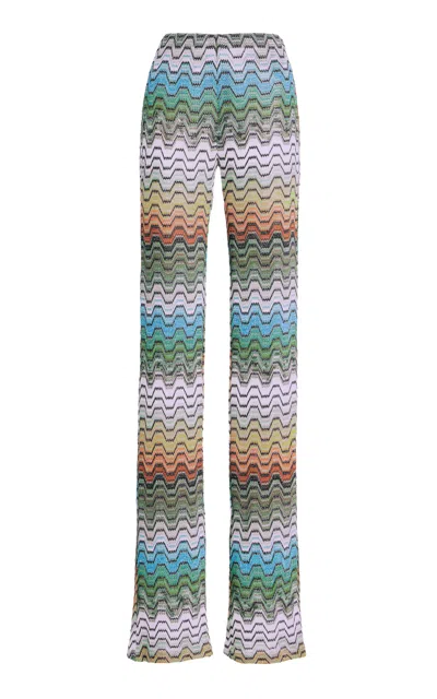 Missoni Wavy Multicolored Straight-leg Pants In Blue