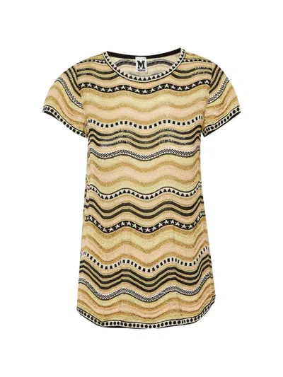 Pre-owned Missoni Wavy-knit Metallic Top In Neutral