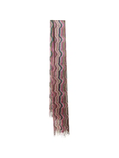 Pre-owned Missoni Wavy-pattern Knitted Scarf In Pink