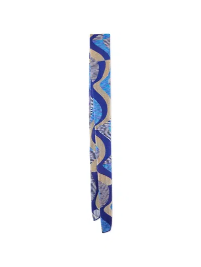 Pre-owned Missoni Wavy-pattern Scarf In Blue