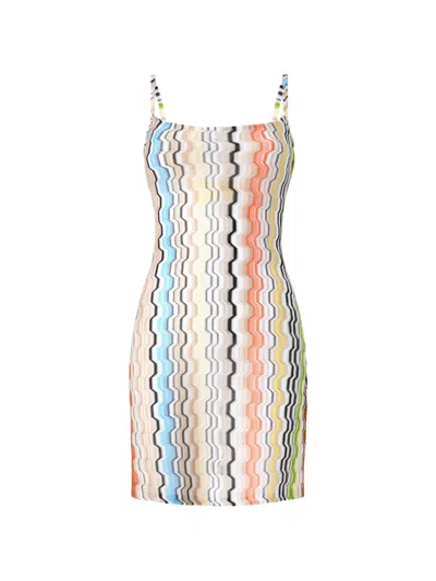 Missoni Wavy-pattern Tie-back Mini Dress In Multi