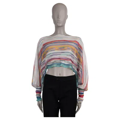 Pre-owned Missoni White & Multicolor Viscose 2021 Stripped Crop Top Shirt S
