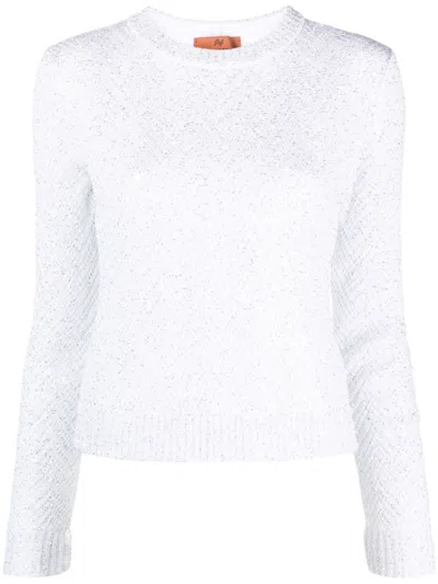 Missoni Sequin Embellished Chevron Knit Jumper In White