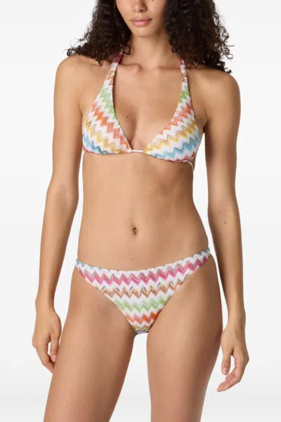 Missoni White Chevron Pattern Bikini In Multi