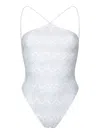 Missoni White Lame Halter One-piece Swimsuit