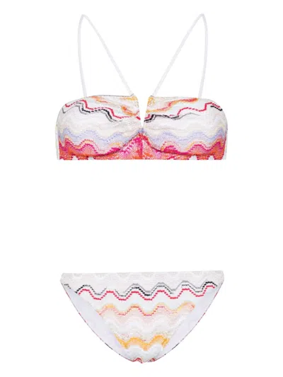 Missoni White Multicolor Knit Bikini Set With Lurex Detailing For Women